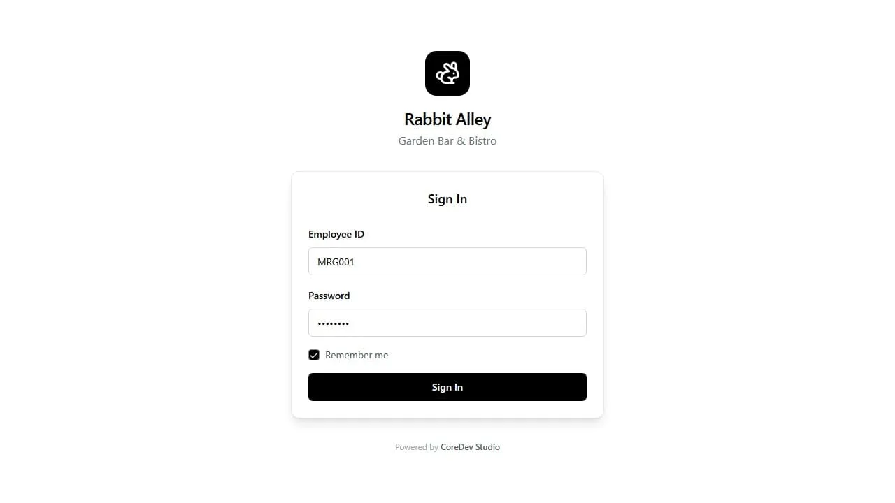RabbitAlley POS homepage